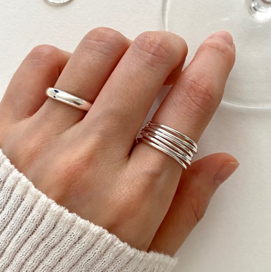 Women's Fan Korean Style Sterling Sier Geometric Rings
