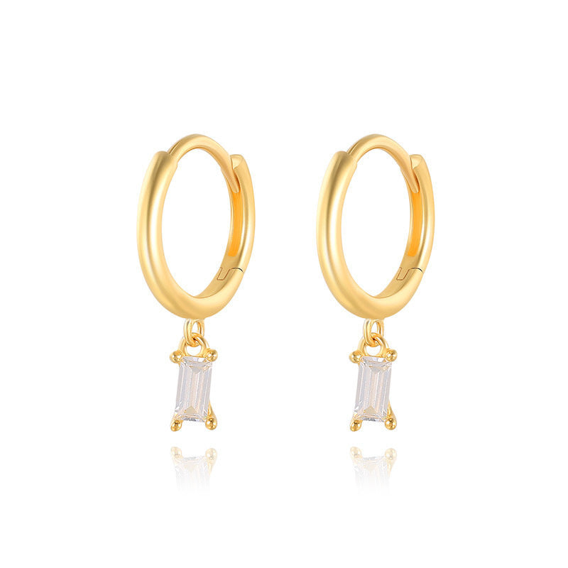 Rectangle Zircon Fashion Ear Clip Female Earrings