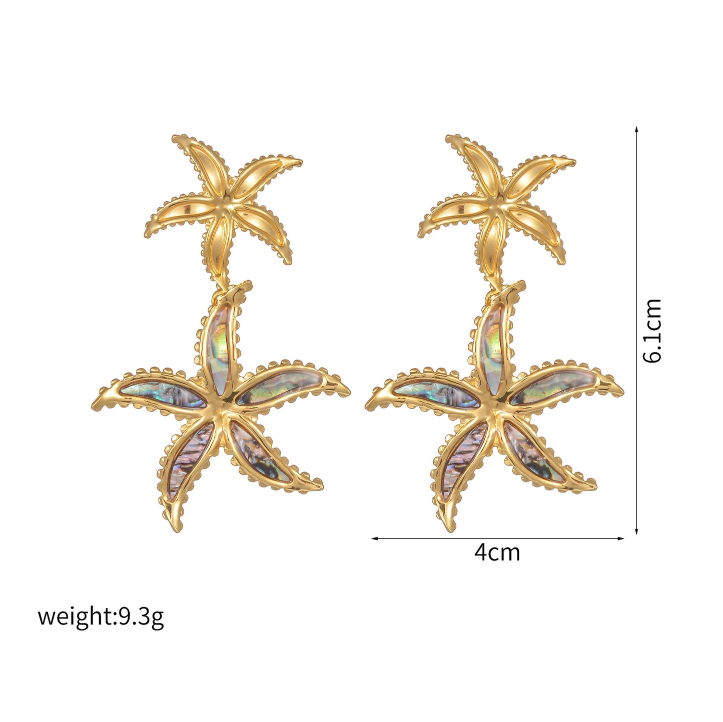 Women's Fashion Trend Stainless Steel Starfish Pearl Opening Exaggerated Design Rings