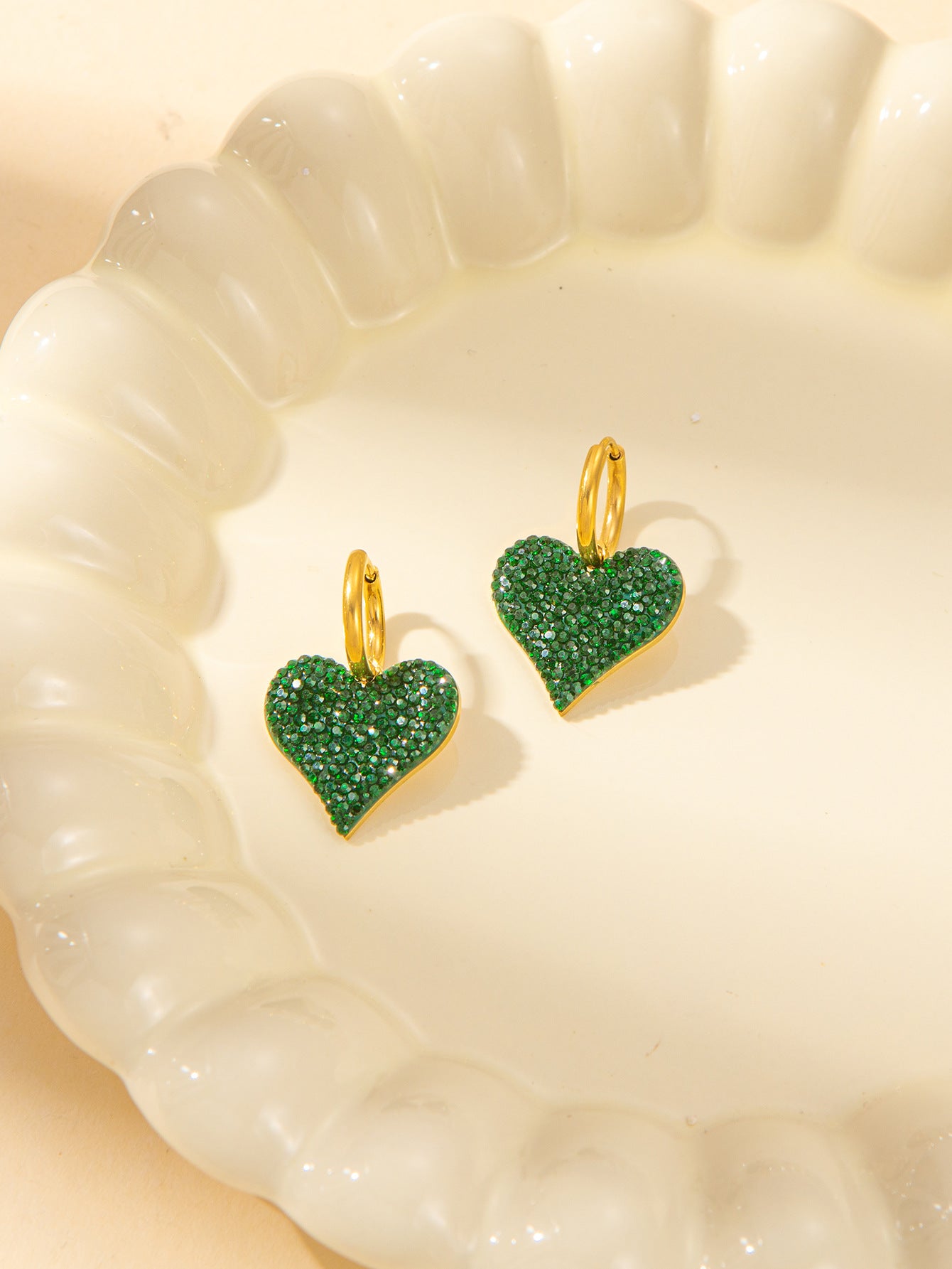 Women's Female With Hearts Zircon Light Luxury Design Earrings