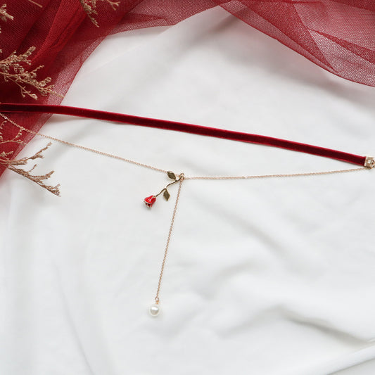 Women's Red Ornament Short Clavicle Chain For Necklaces