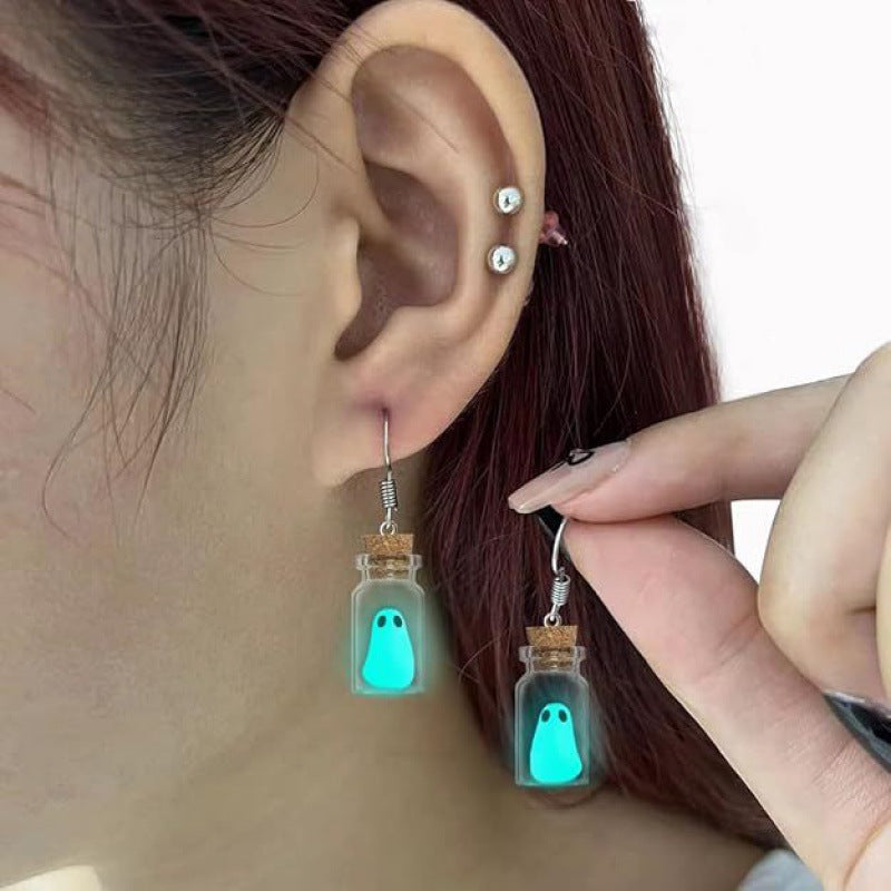Stereo Luminous Ghost Pumpkin Corn Sugar Earrings