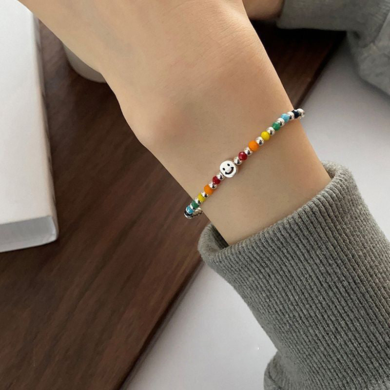 Rainbow Smiley Bear Heart Beaded Design Bracelets