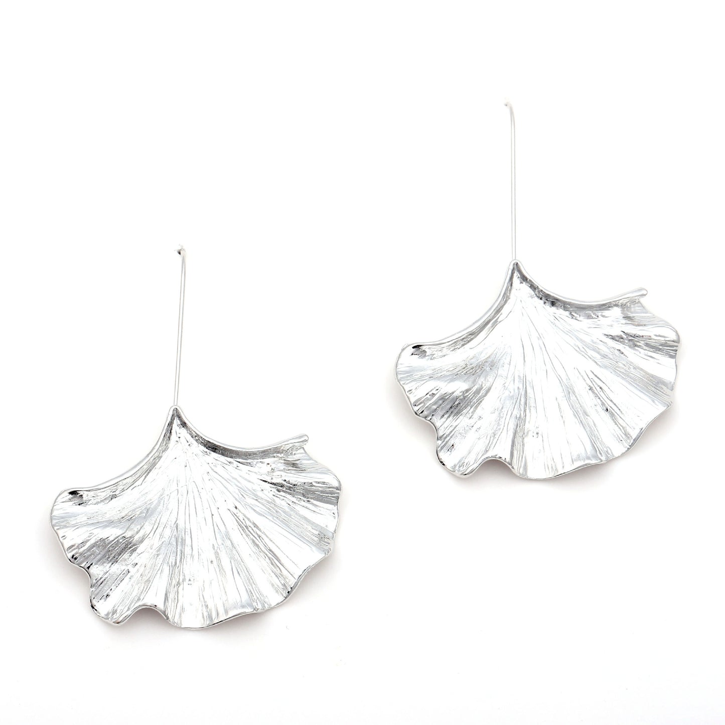 Creative Metal Texture Ginkgo Leaf Alloy Earrings