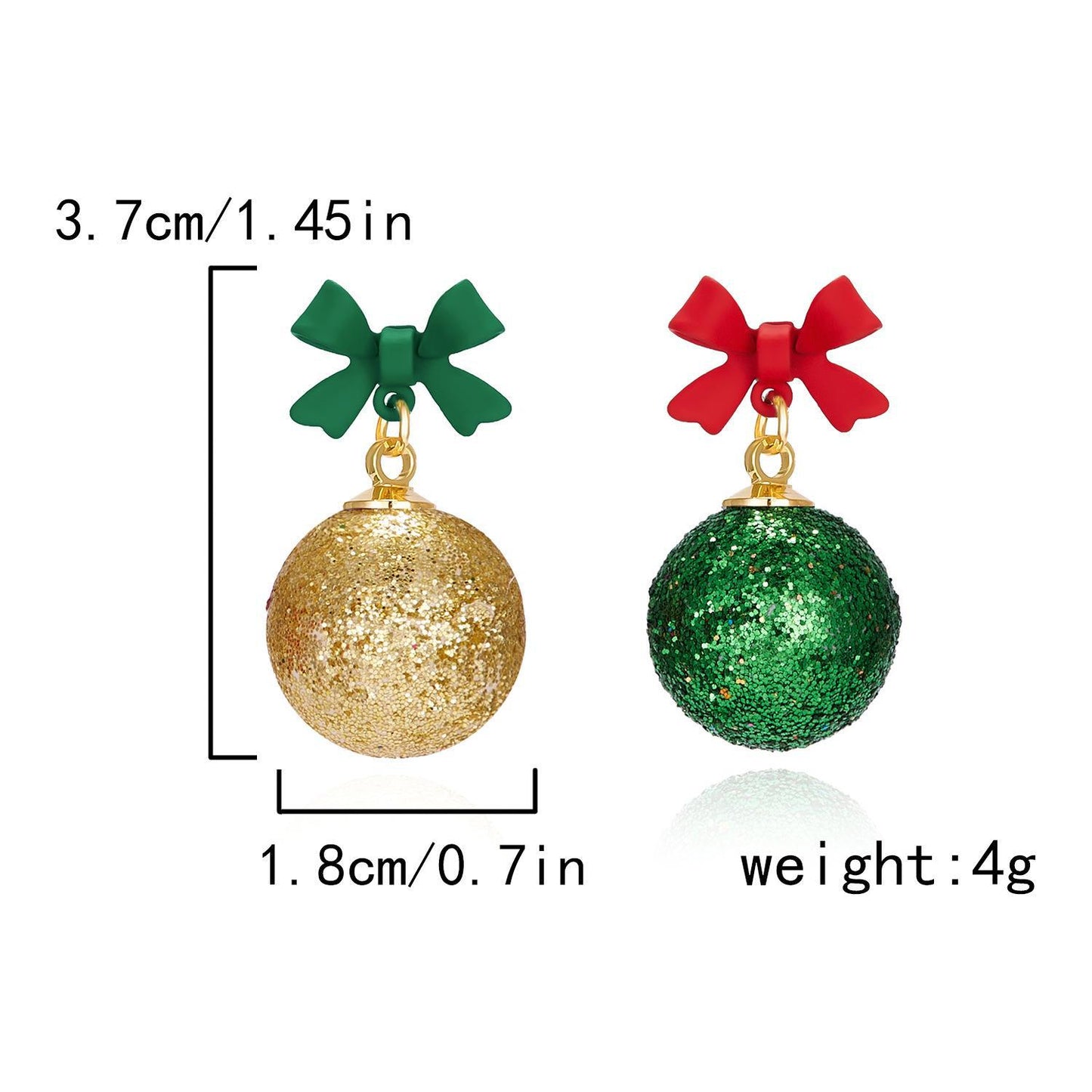 Christmas Creative Bowknot Ball Flash Powder Earrings