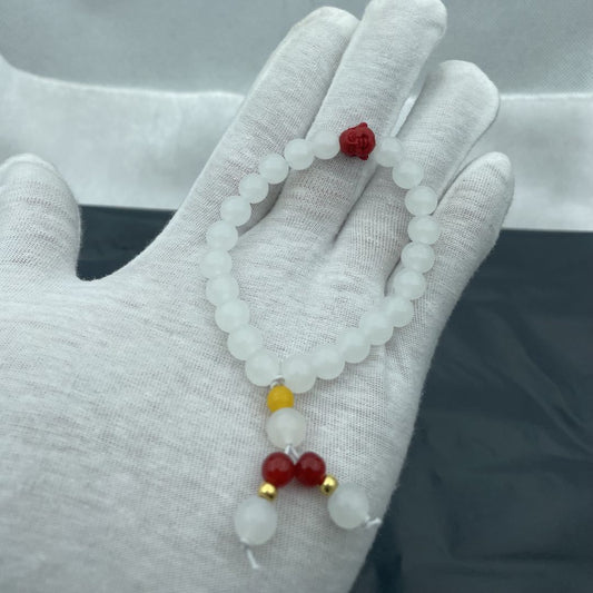 Women's & Men's Suet Round Beads Cinnabar Buddha Head Bracelets