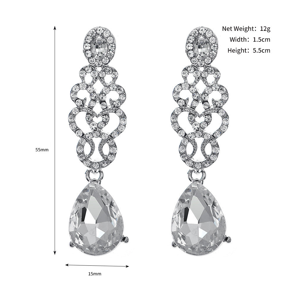 Women's Retro Bridal Exaggerated Super Flash Wedding Banquet High-grade Earrings