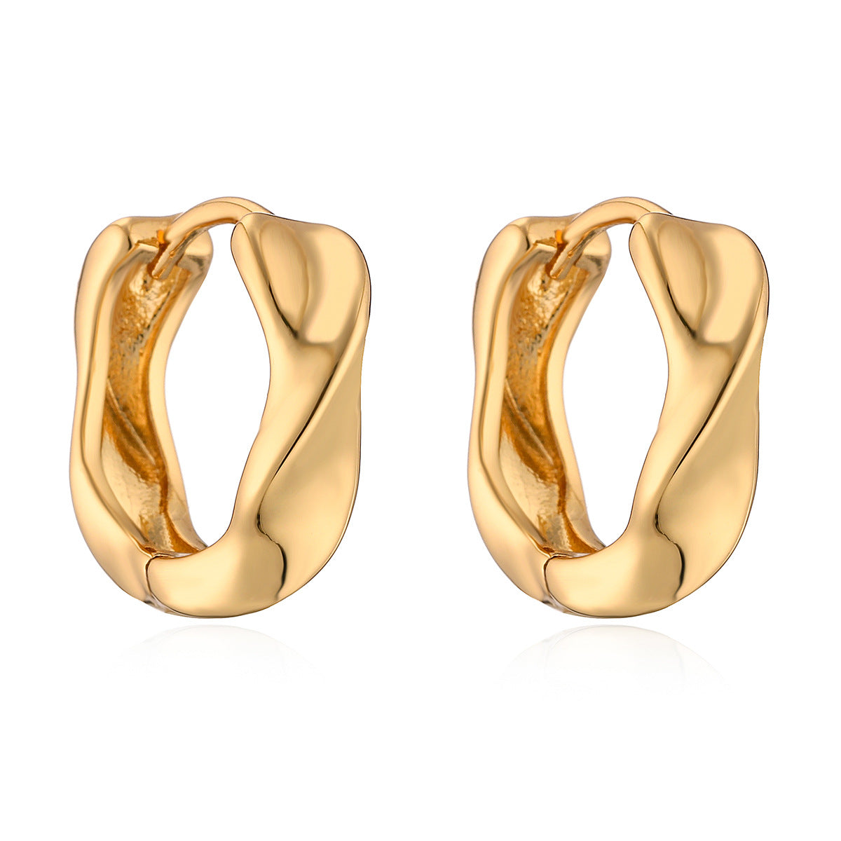 Women's Luxury Copper Gold Plated Geometric Small Ear Design Earrings