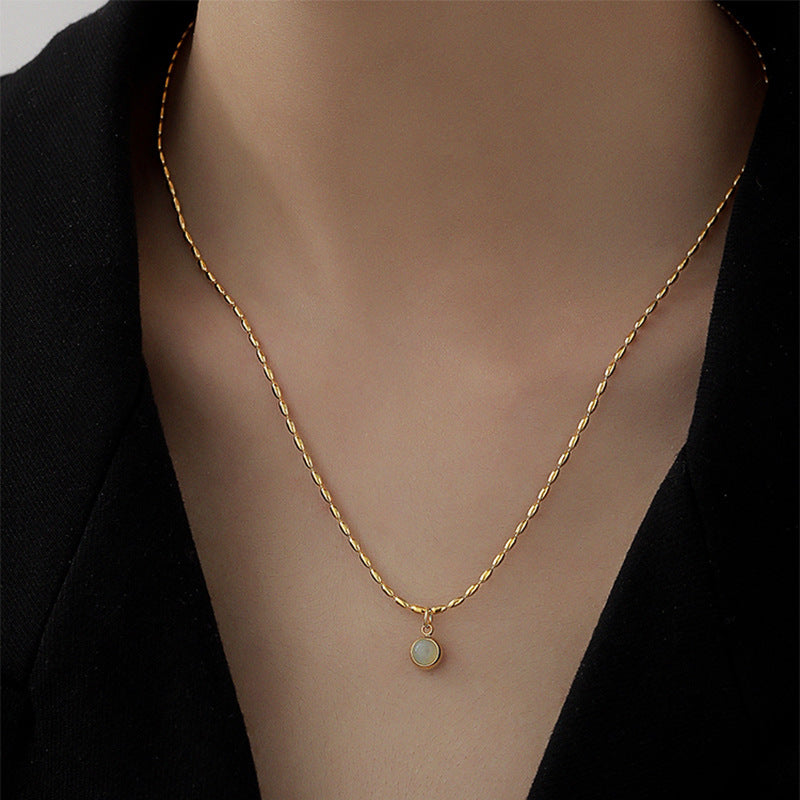 Women's Gold Rice Design For Light Luxury High-grade Aventurine Necklaces