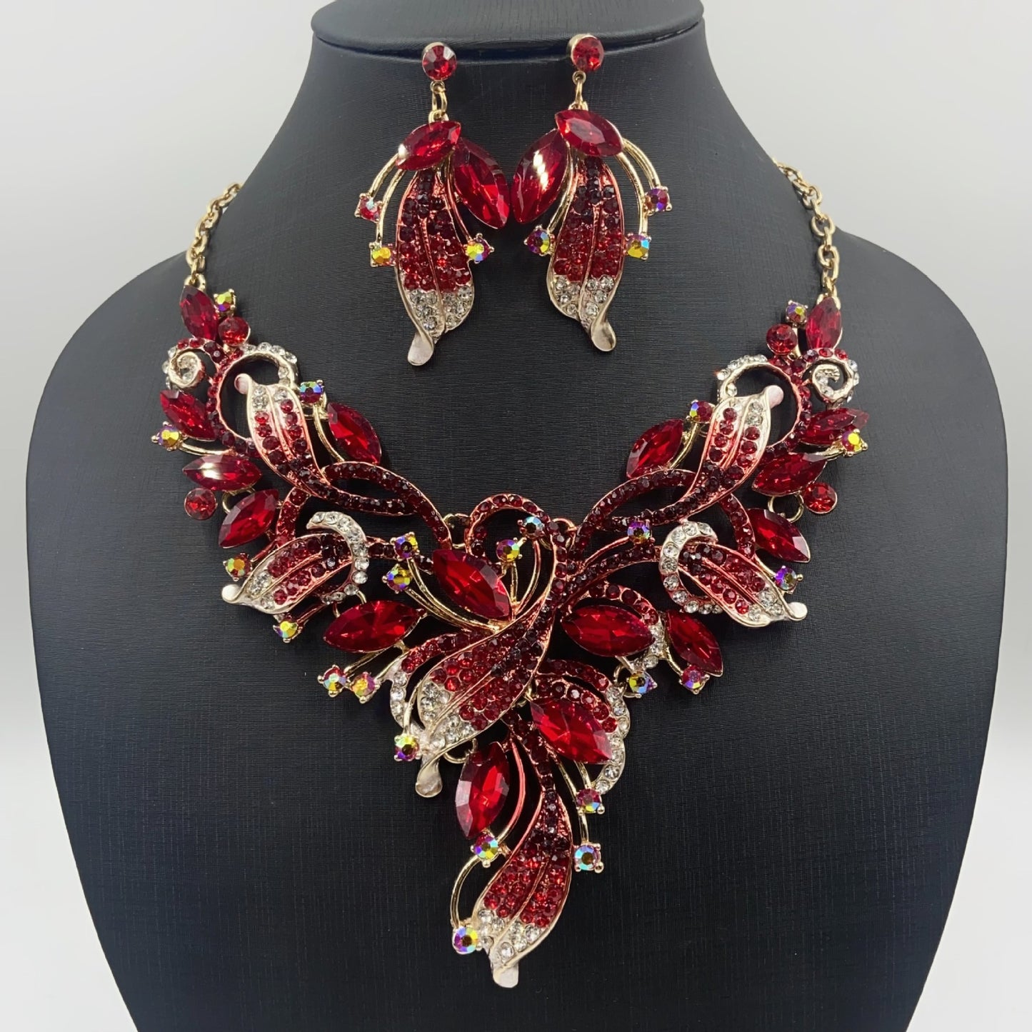 Women's Painting Oil Bright Crystal Suite Dress Necklaces