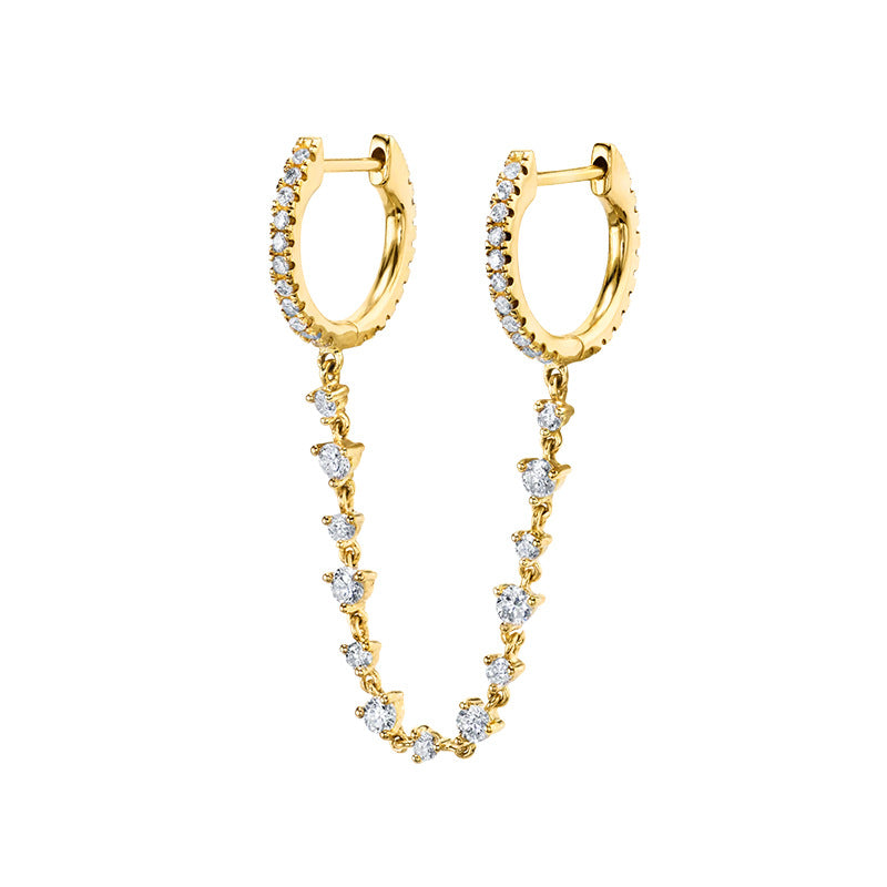 Women's Diamond Ear Chain Double Clip Fashion Trend Eardrop Earrings
