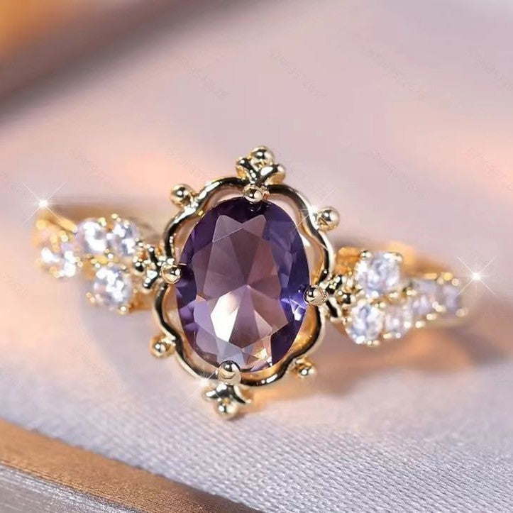 Women's Unique Exquisite Design Sense Copper Inlaid Rings