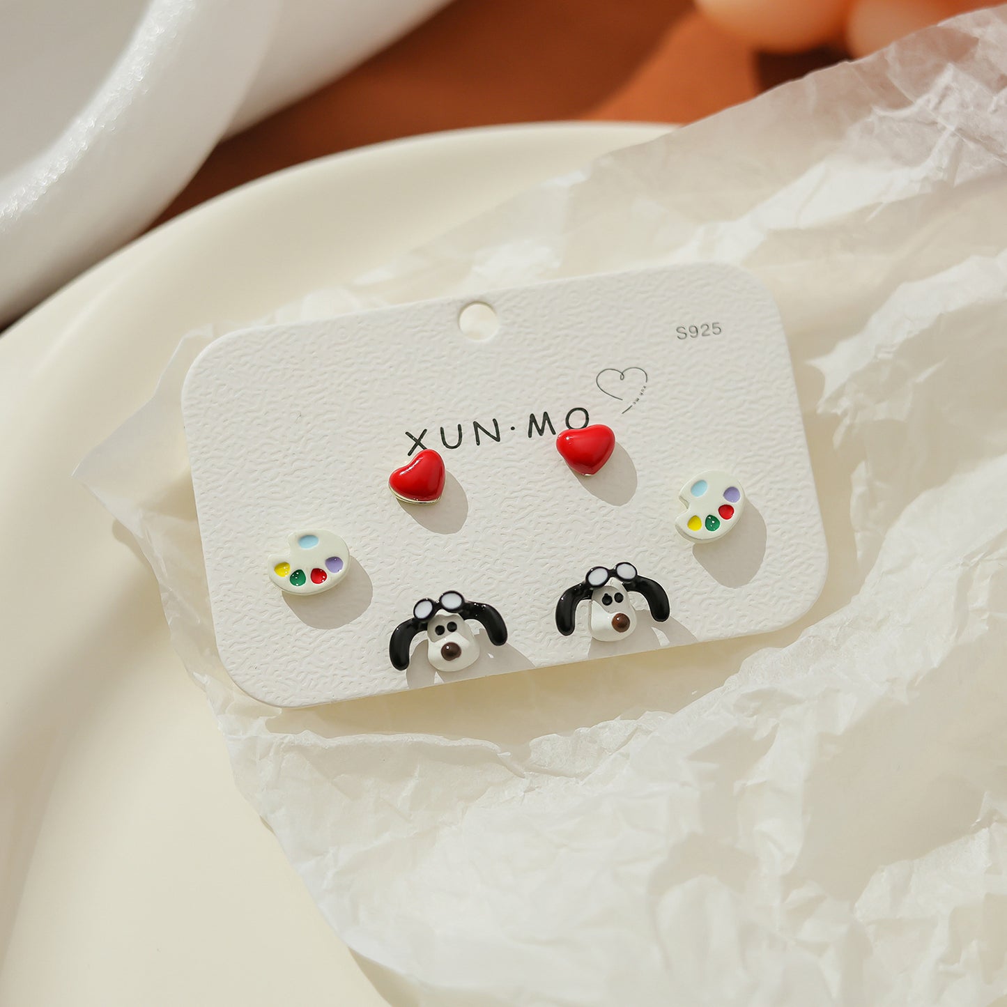 Children's Cute Sier Female Personality Small Animal Earrings