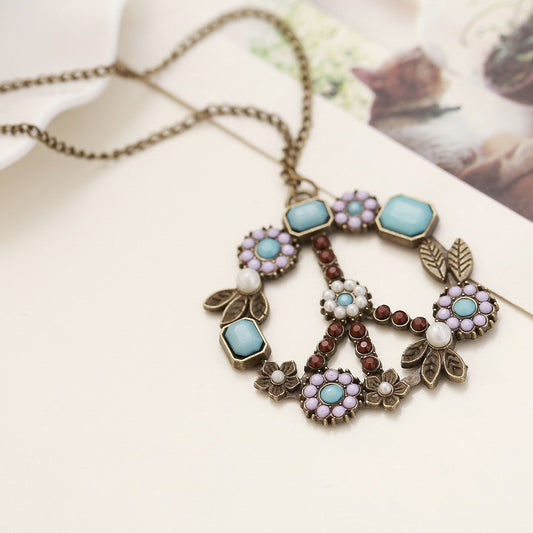 Retro Ornament Inlaid Pearl Wind Flower Necklaces
