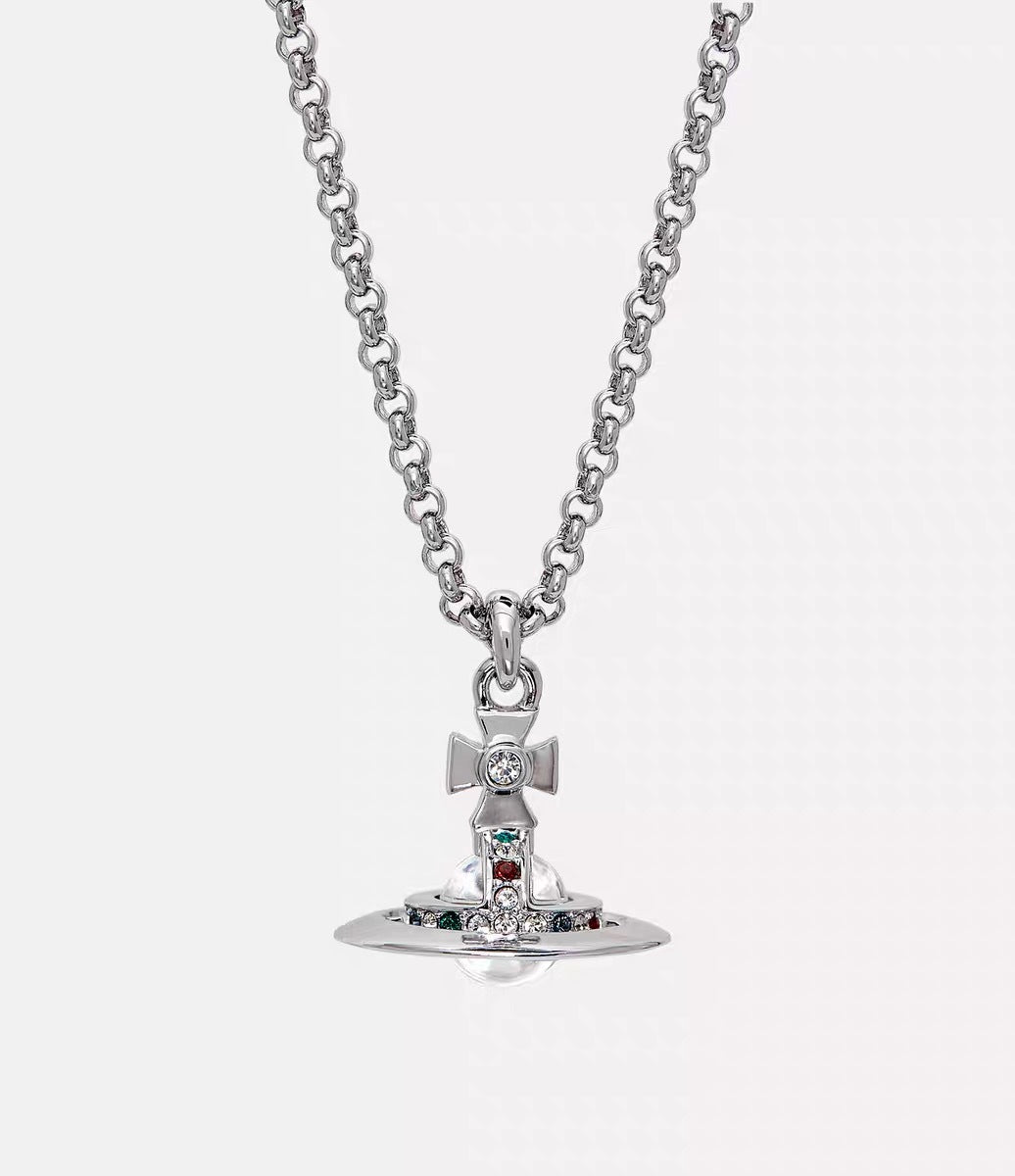 Women's Sterling Sier Classic Saturn Pearl Pin Necklaces