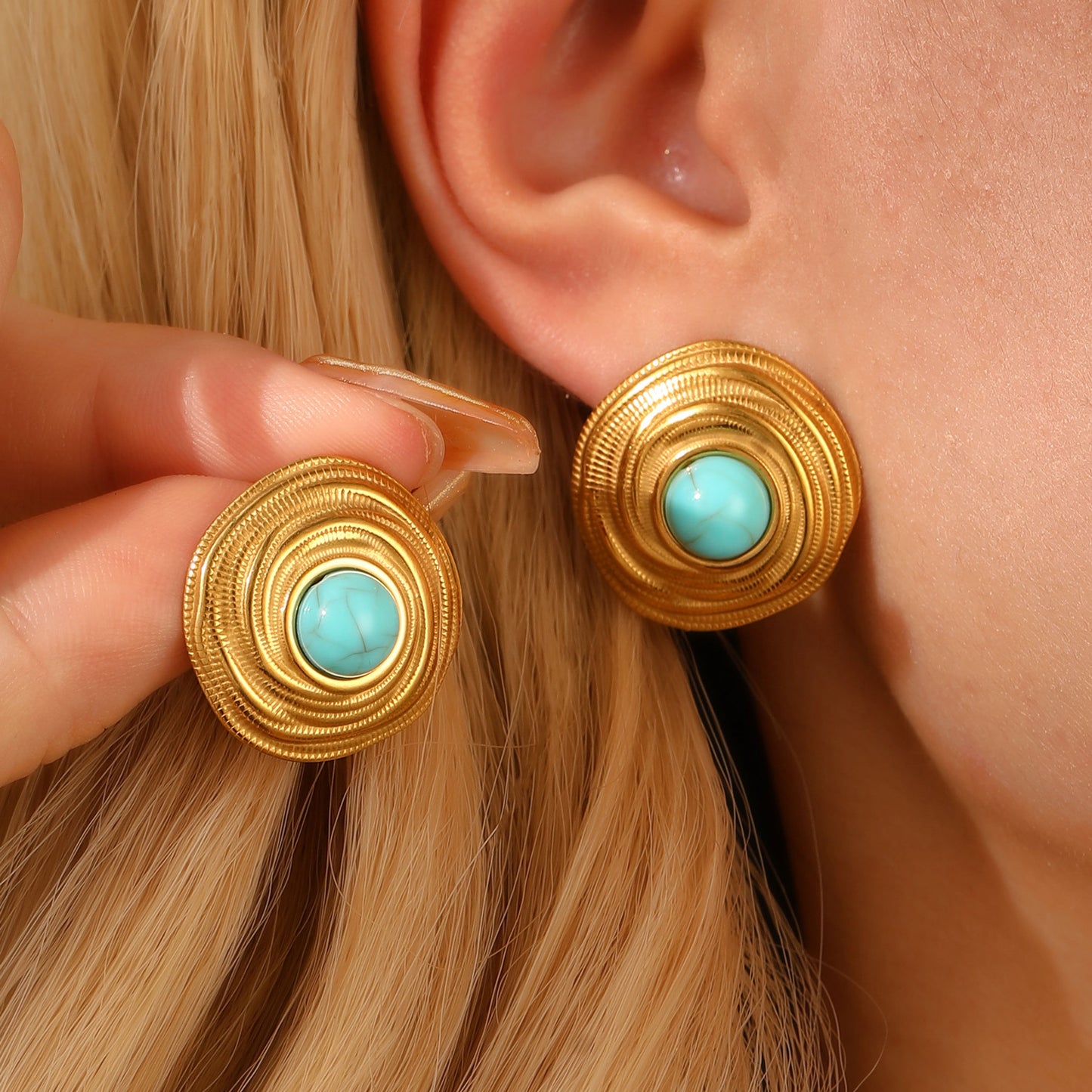 Fashion Gold Stainless Steel Ear Vintage Earrings