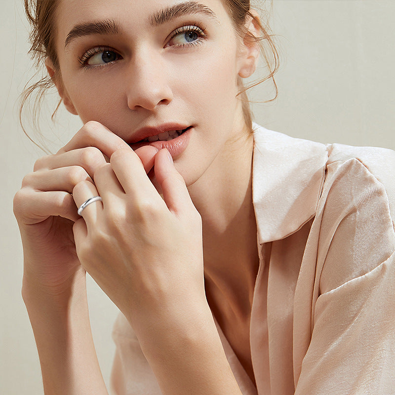 Women's Live Broadcast Simple Sterling Sier Twin Rings