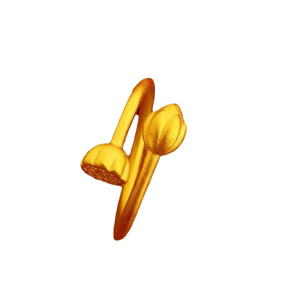 Women's Gold Vietnam Placer Love Heart-shaped Open Brass Rings