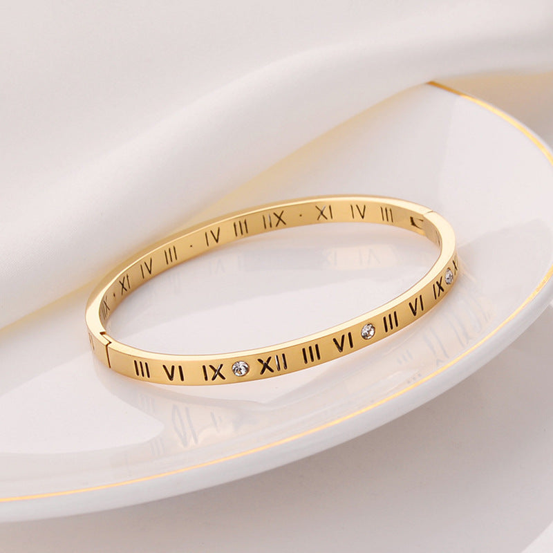 Women's Digital Titanium Steel Zircon Light Luxury Minority Bracelet