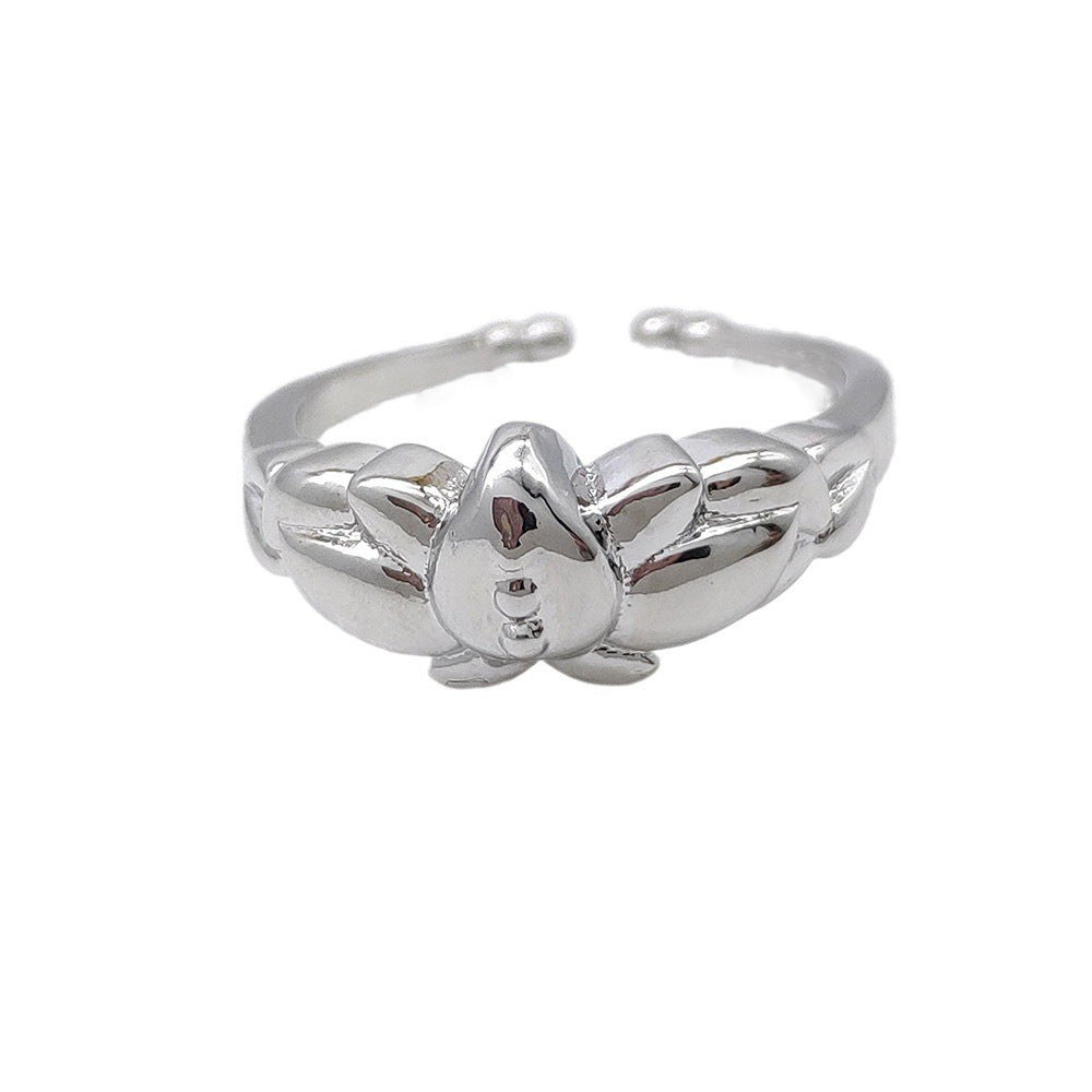 Fu Lillian Mirror Lotus Flower Open Rings