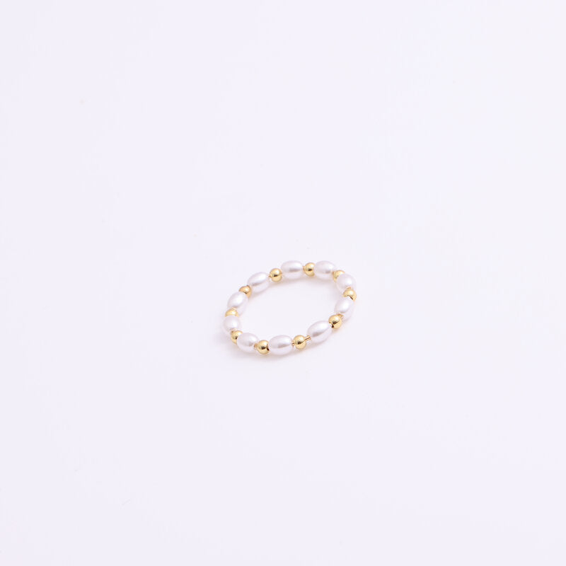 Pearl Small Golden Beads Titanium Steel Rings