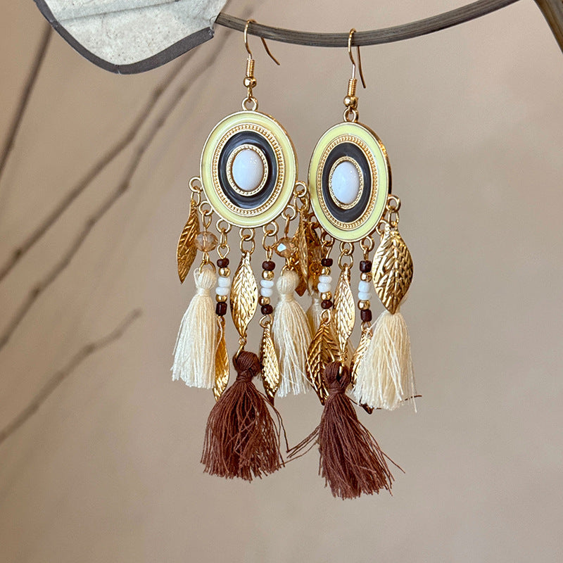 Feather Tassel Niche Ethnic Style Beautiful Earrings