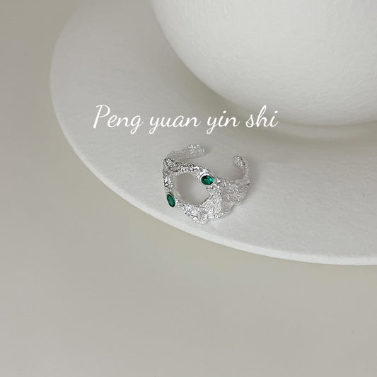 Sterling Sier Texture Irregular Wide Surface Female Niche Rings