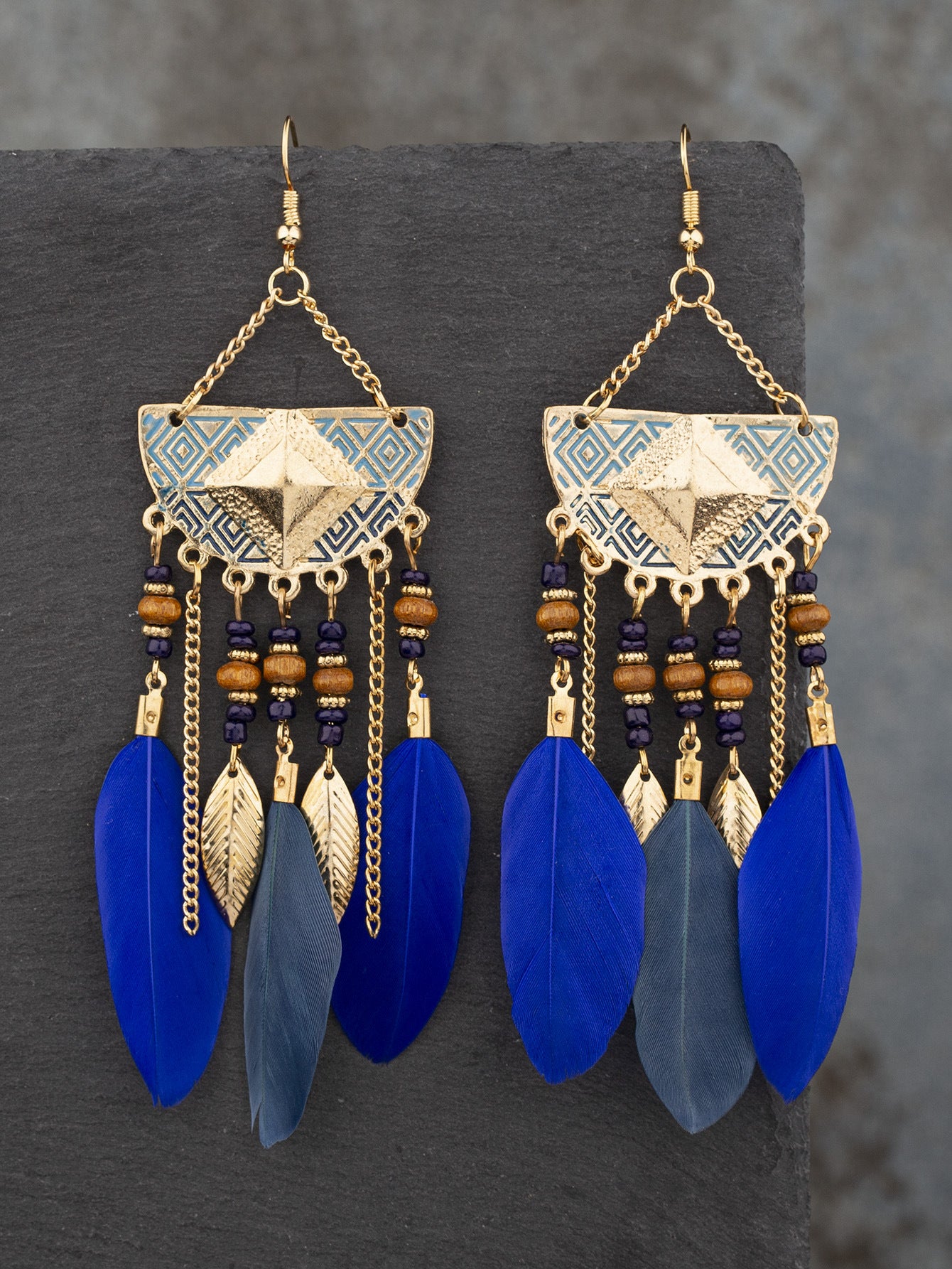 Eardrops Water Drop Feather Jewelry Retro Ethnic Style Earrings