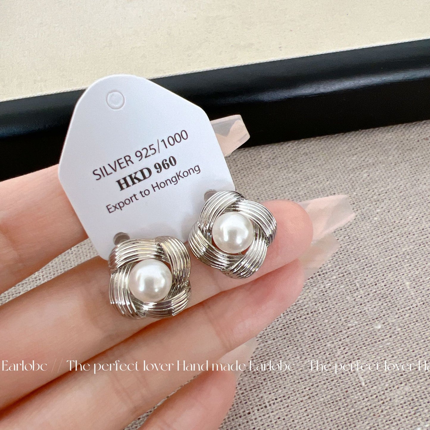 Women's Pearl Rhombic Ear Ornament Design High-grade Light Earrings