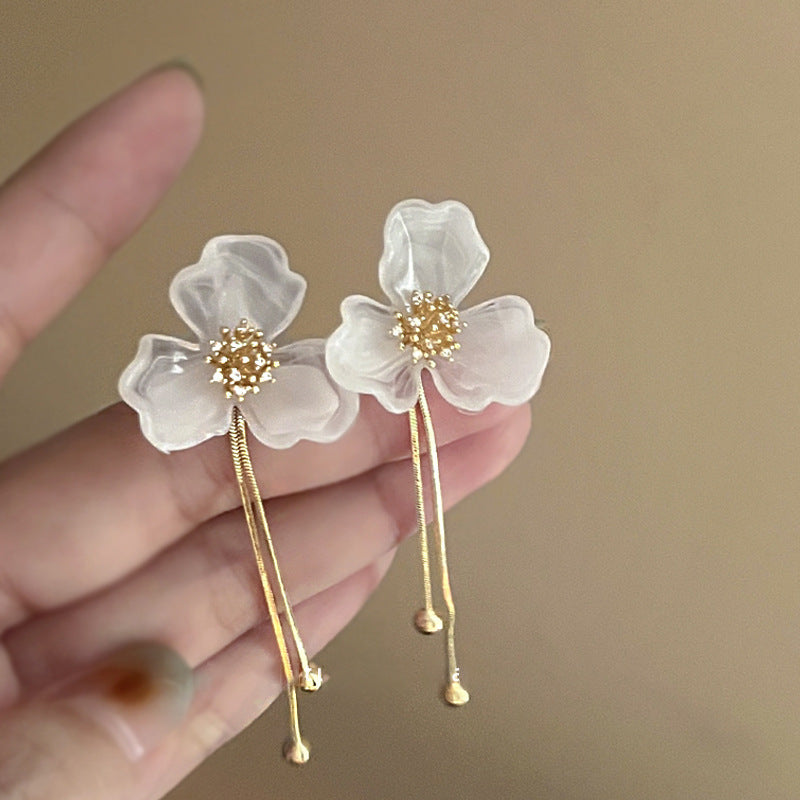 Women's Flower Tassel Mori Style Temperamental Niche Earrings