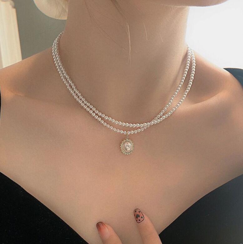 Women's Fairy Beautiful Pearl Twin Clavicle Chain Necklaces