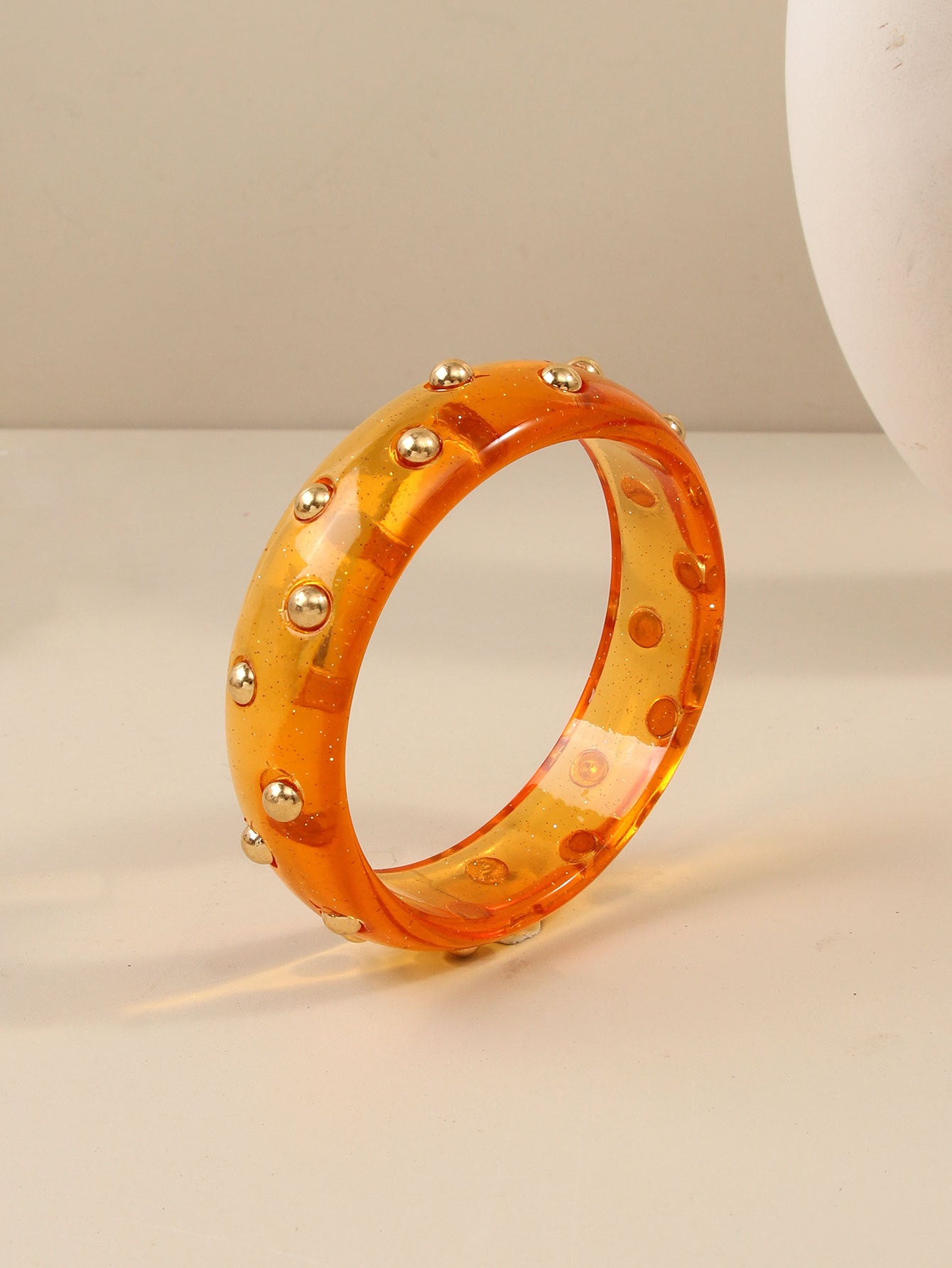 Fashion Personalized Transparent Sier Pink Diamond Gold Bean Color Resin Bracelet