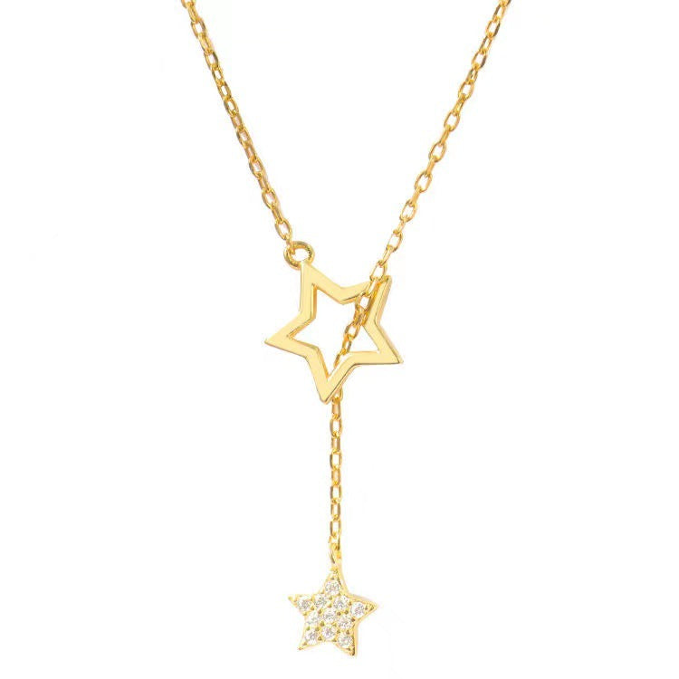 Women's Rhinestone Design Hollow Tassel Simple Temperament Necklaces
