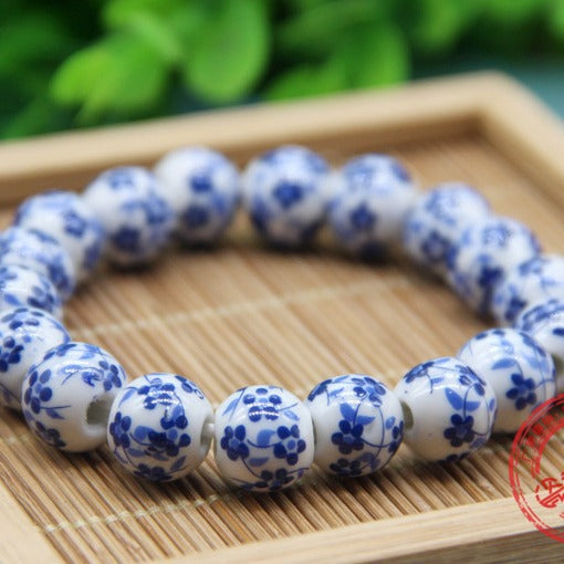 Flower Bead Beaded Blue White Red Bracelets