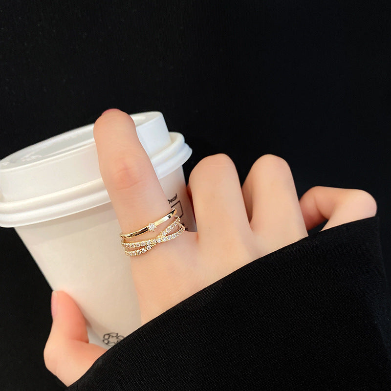 Open Adjustable Pearl Simple Cold Niche Ring