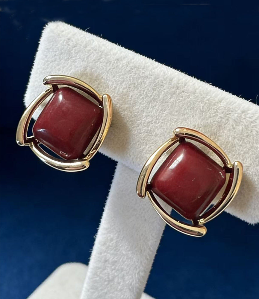 Women's Rotating Line Square Geometric Ear Light Luxury Stud Earrings