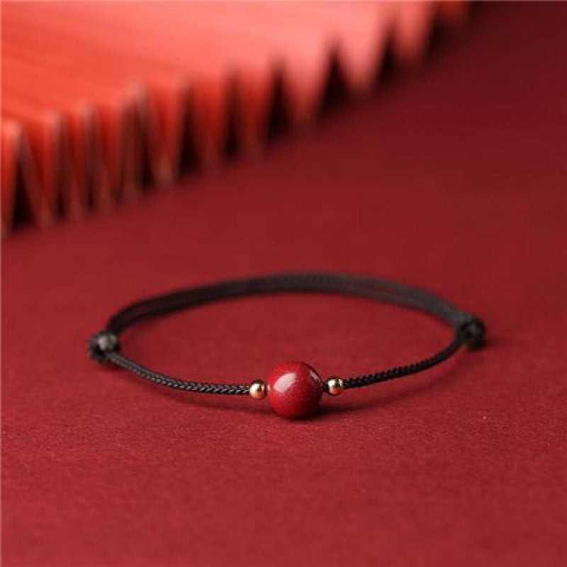 Cinnabar Round Beads Red Rope Female Life Safety Carrying Strap Anklets