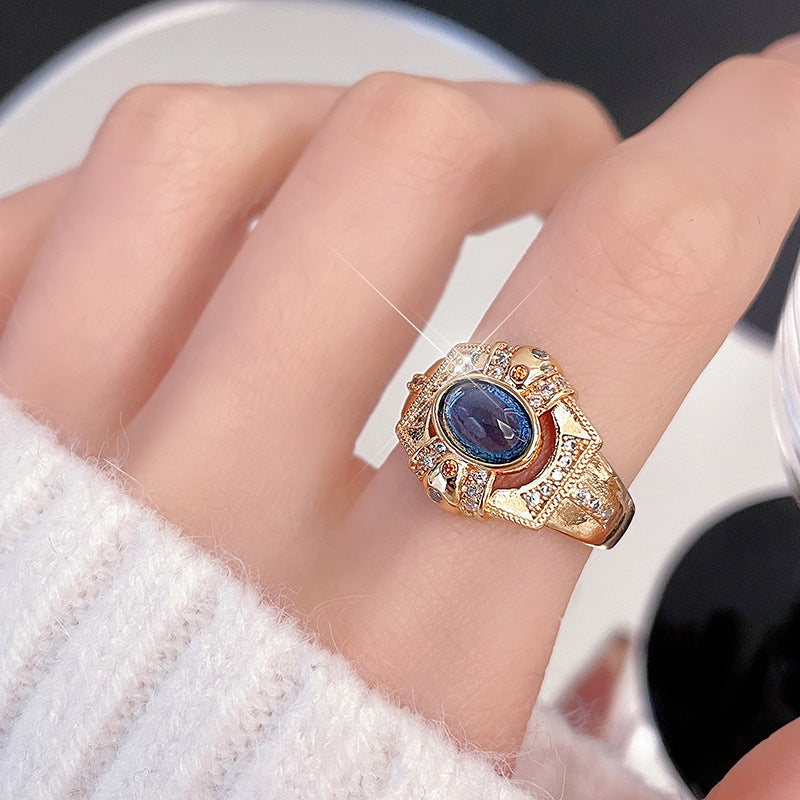 Zircon Open Brushed Light Luxury Niche Rings