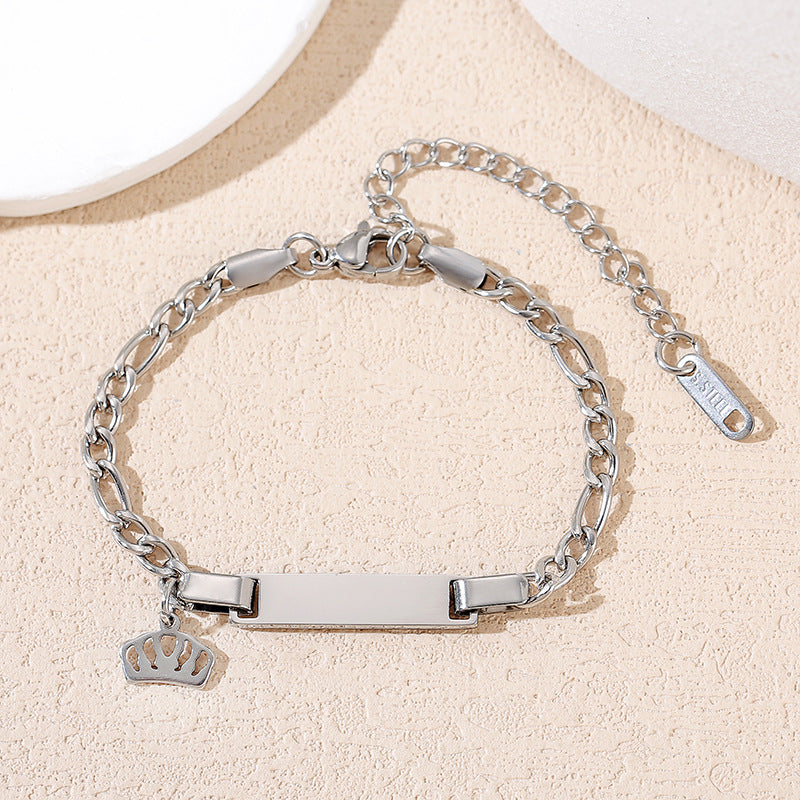 Children's Laser Engraving Electroplating Stainless Steel Cuban Bracelet