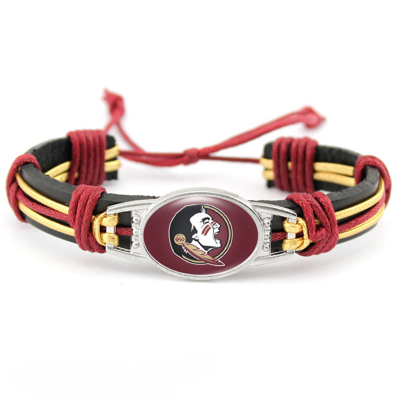 College Team Cowhide Woven Georgian Bulldog Bracelets