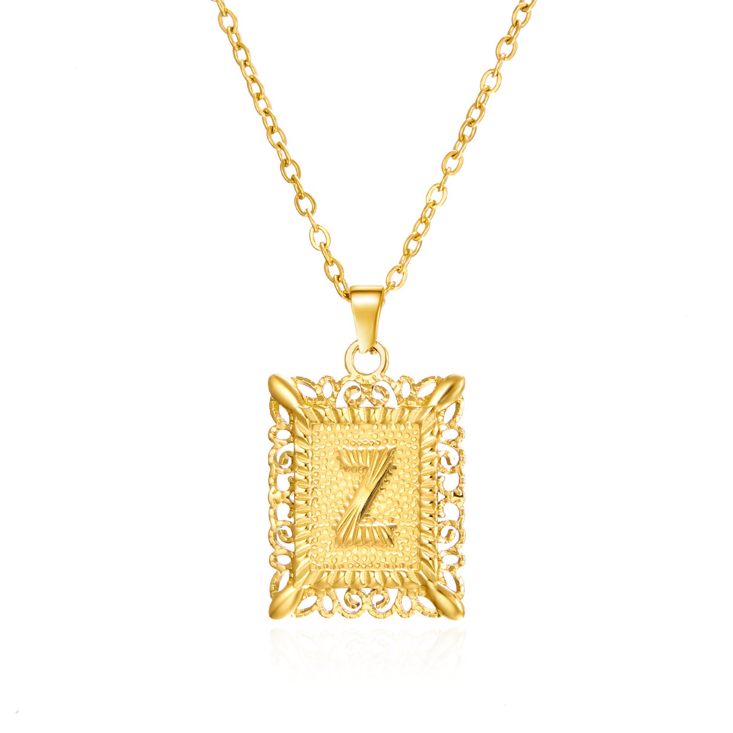Stainless Steel Letter Hollow Square Titanium Necklaces