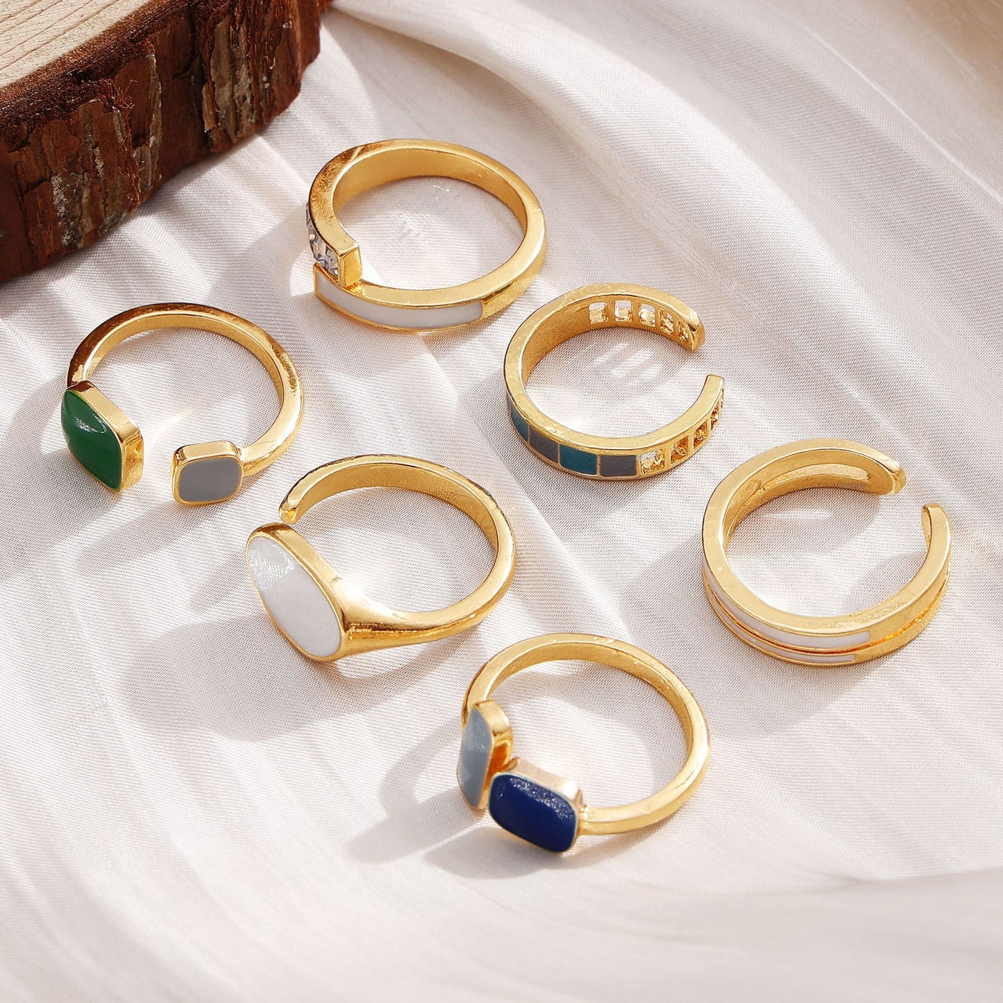 Dripping Oil Female Fashion Twin Simple Metal Rings