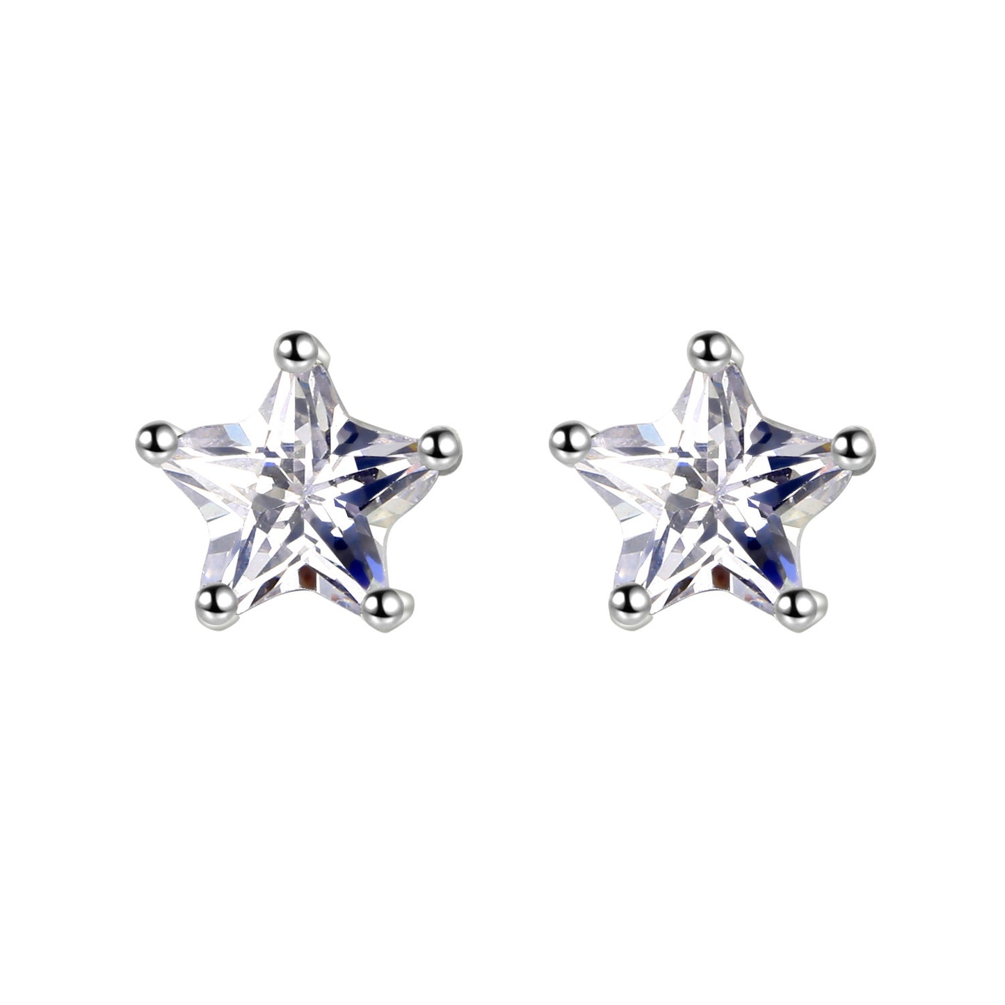 Women's Star Zircon Fashion Pentagram White Plated Stud Earrings