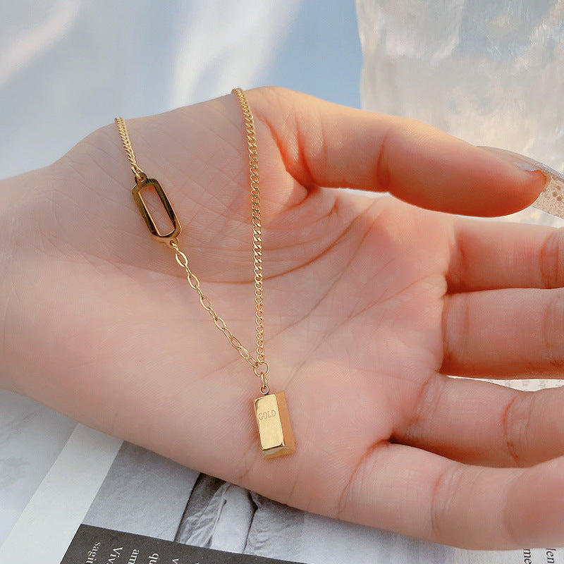 No Fading Rich Gold Brick High-grade Design Necklaces