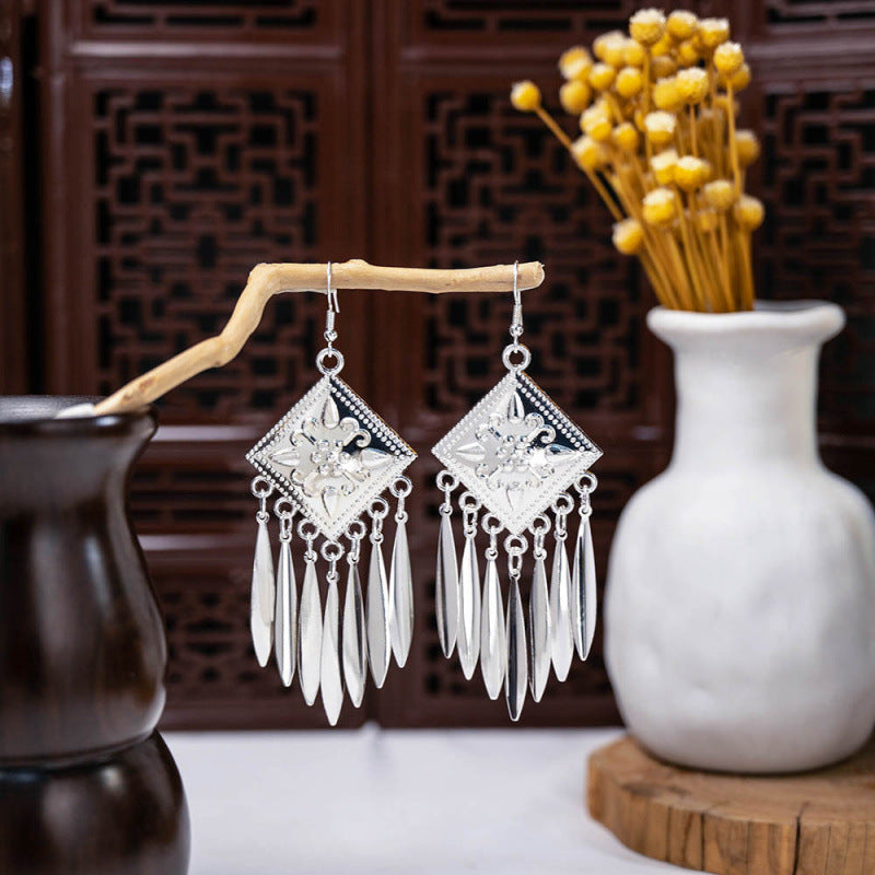 Imitation Miao Sier Ethnic Style Peacock Earrings