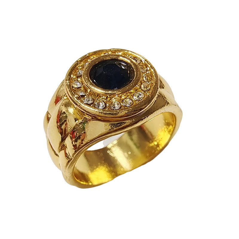 Fashion Popular Inlaid Blue Zircon Hand Rings