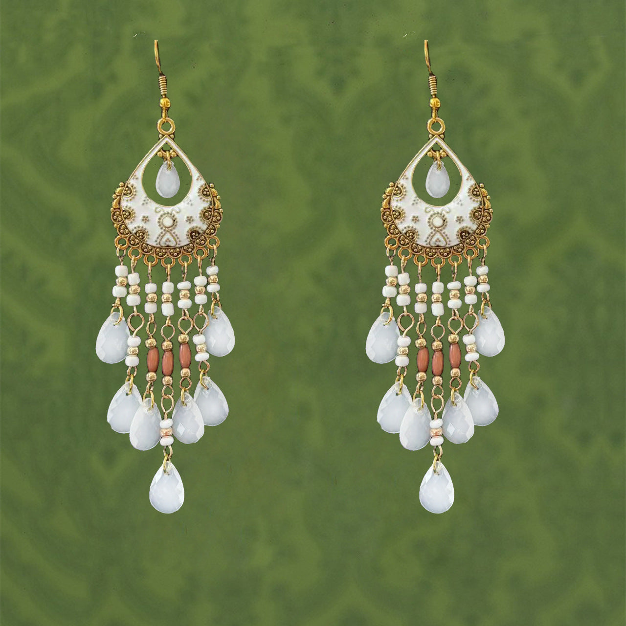 Women's Bohemian Seaside Holiday National Style Crystal Exaggerated Earrings