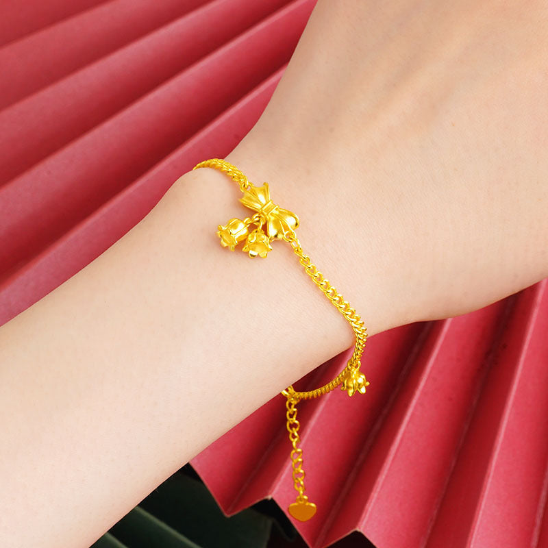 Women's Placer Gold No Color Fading Bow Summer Bracelets