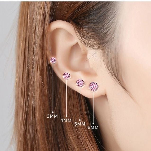 Women's Pink Rhinestone Ear Super Flash Bone Pin Earrings