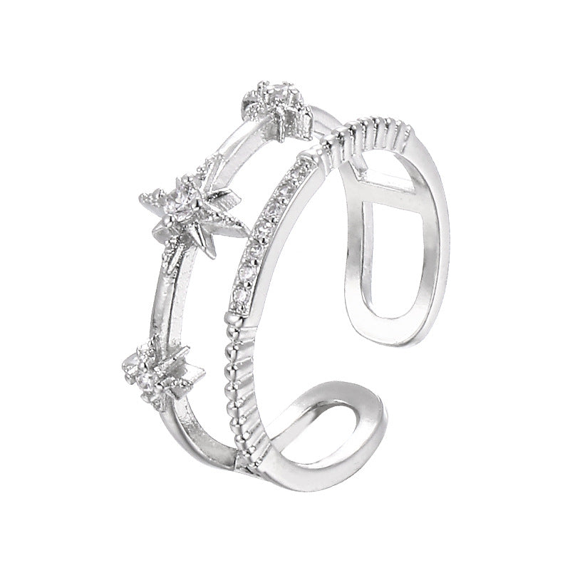 Debris Word Asterism Double Layer Index Finger Rings